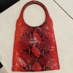 Neiman Marcus Collection Red/Blk Leather Snake Bag